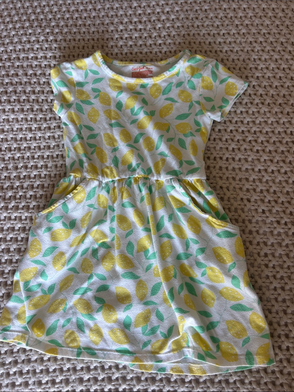 Cat & Jack White Dress with Yellow Lemon Print